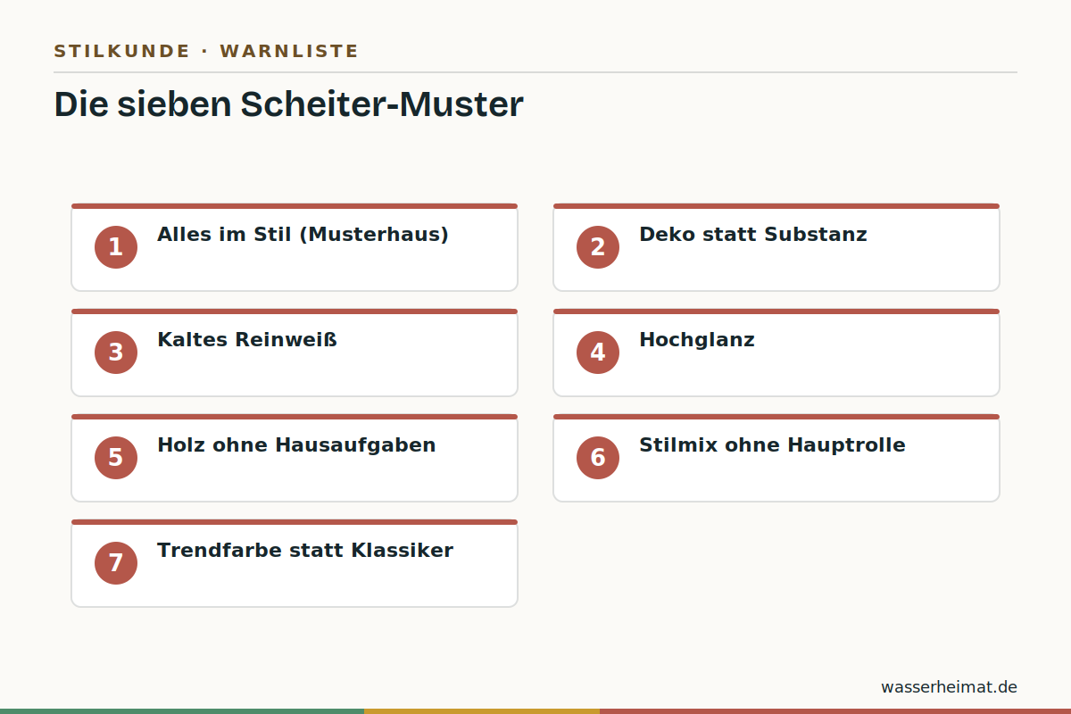 Woran es scheitert Infografik: die sieben häufigsten Fehler im Landhausbad